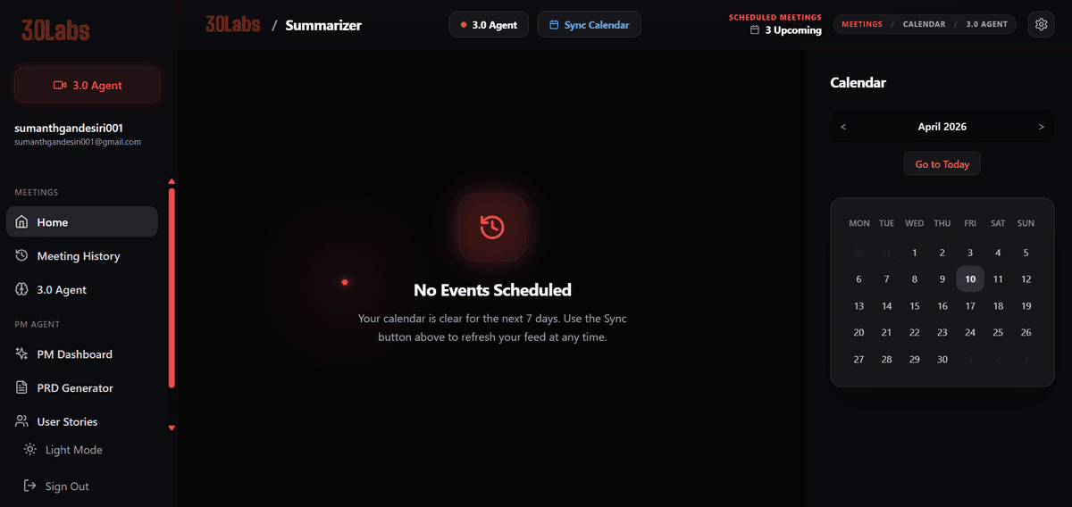 Summarizer — meeting scheduling and calendar integration