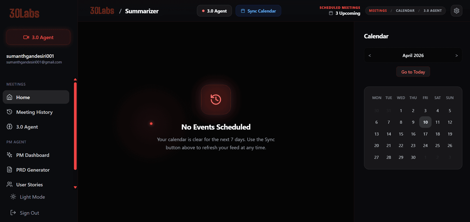 Meeting summarizer with calendar