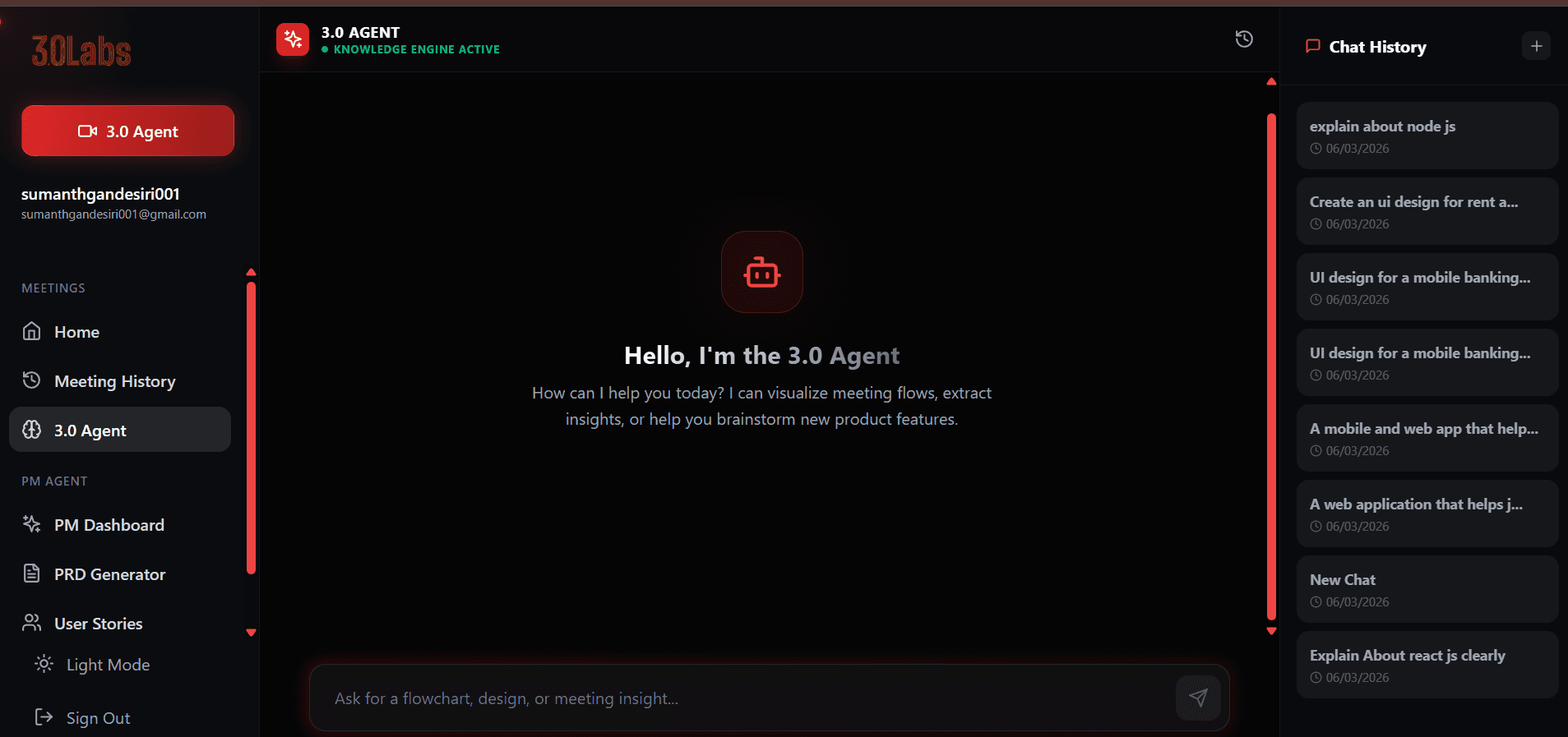 3.0 Agent chatbot interface