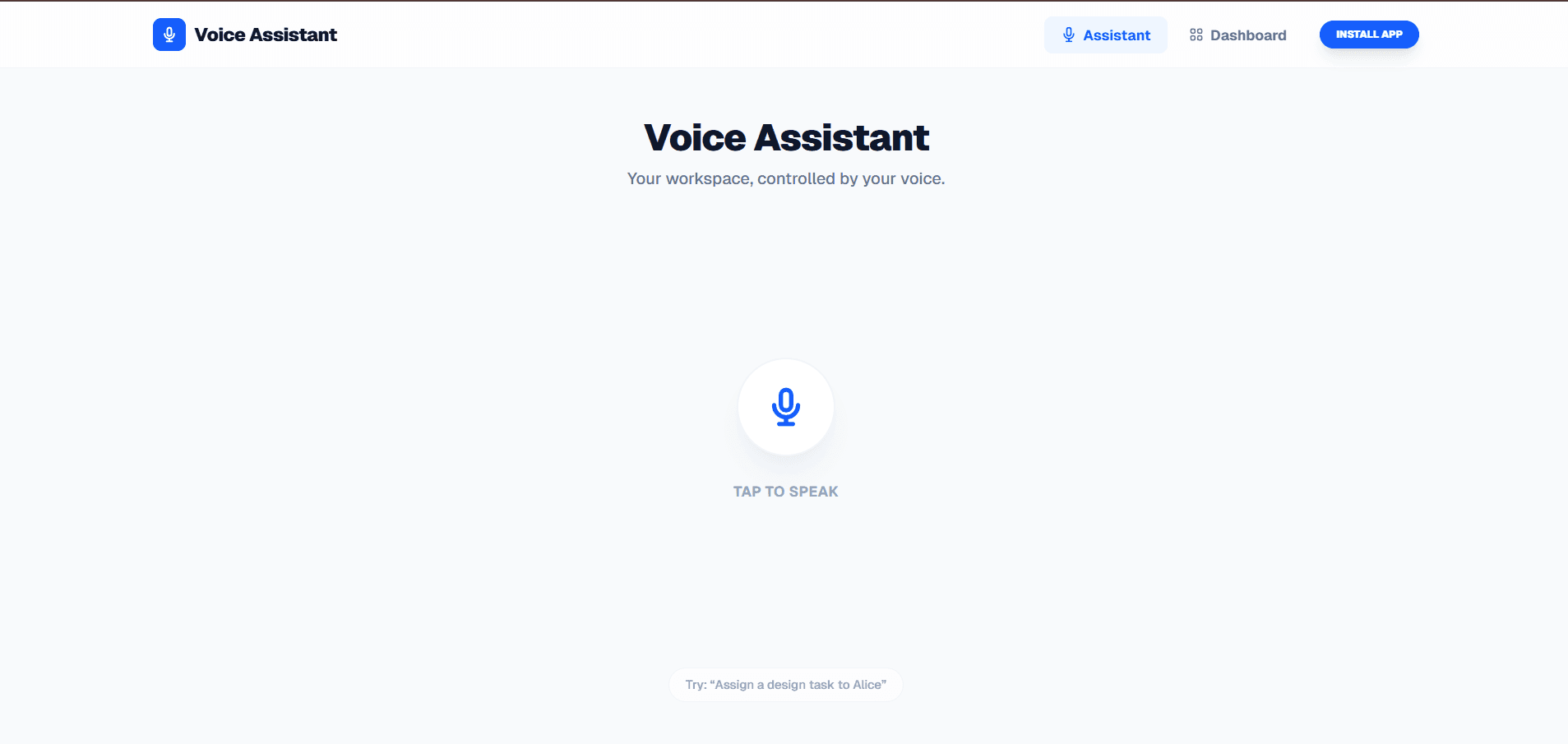 Voice Assistant — Tap to Speak interface